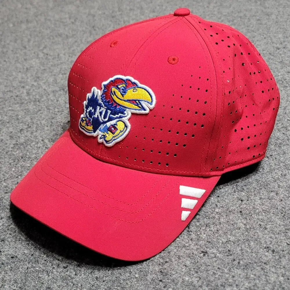 Kansas Jayhawks Hat Baseball Cap Mens Red Performance Perforated Collegiate